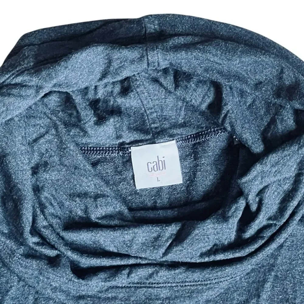 Cabi Women’s Sz L Gray Black Cozy Cowl Pullover Top Soft Stretch Knit Joan